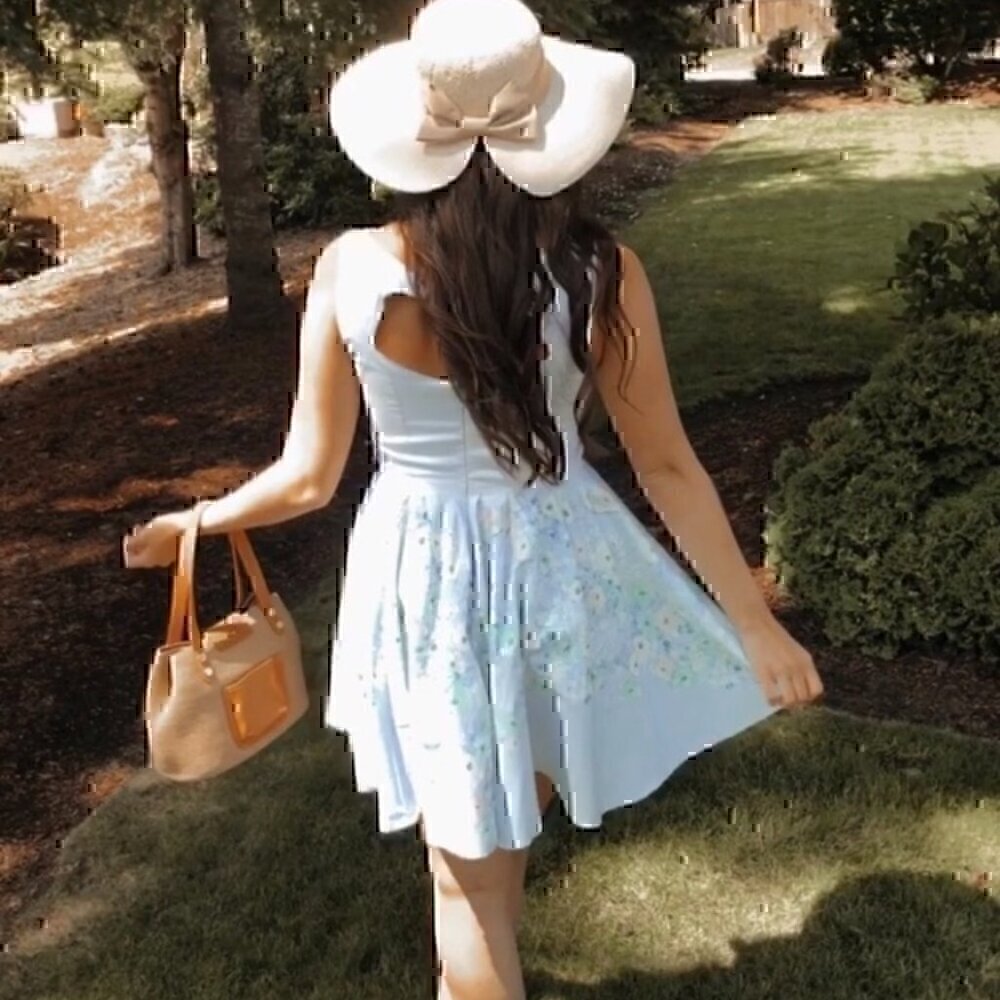 Lauren Conrad Blue White Floral Dress Size 10 Summer - Picture 6 of 6